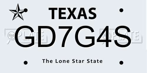 GD7G4S Texas License Plate