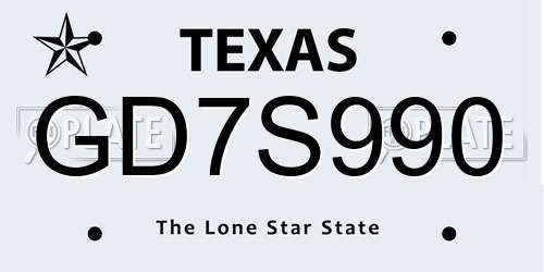 GD7S990 Texas License Plate