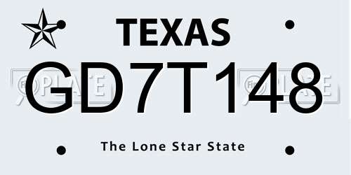 GD7T148 Texas License Plate