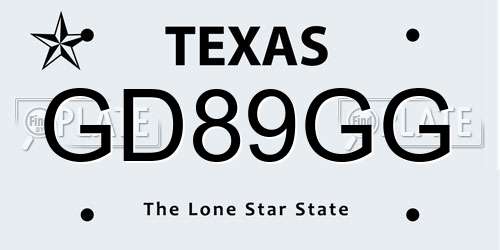 GD89GG Texas License Plate