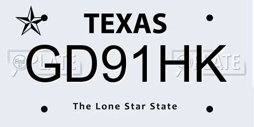GD91HK Texas License Plate