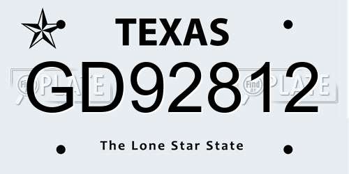 GD92812 Texas License Plate