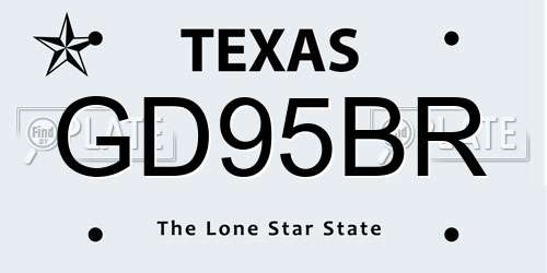 GD95BR Texas License Plate