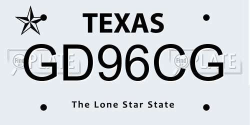 GD96CG Texas License Plate