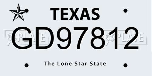 GD97812 Texas License Plate