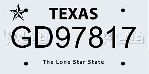 GD97817 Texas License Plate