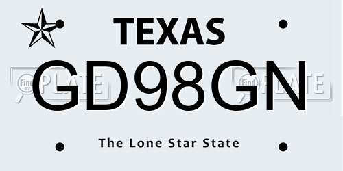 GD98GN Texas License Plate