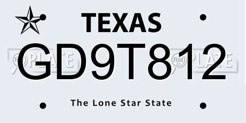 GD9T812 Texas License Plate