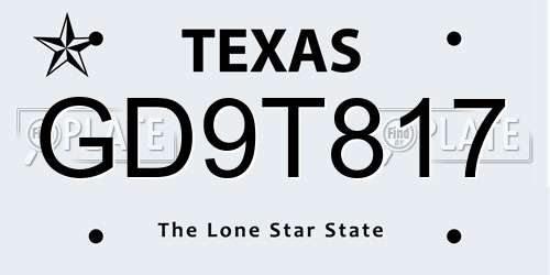 GD9T817 Texas License Plate