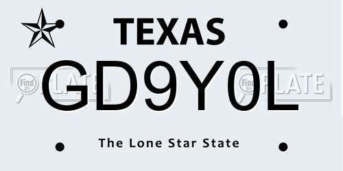 GD9Y0L Texas License Plate