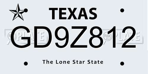 GD9Z812 Texas License Plate
