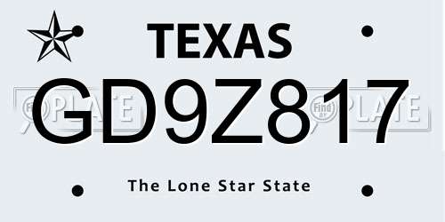 GD9Z817 Texas License Plate