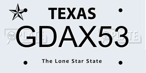 GDAX53 Texas License Plate