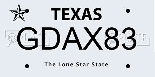 GDAX83 Texas License Plate