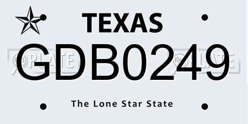 GDB0249 Texas License Plate