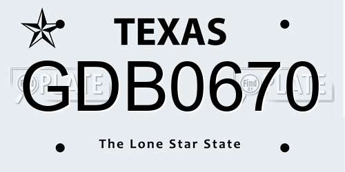 GDB0670 Texas License Plate