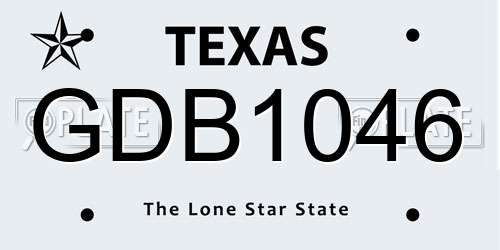 GDB1046 Texas License Plate