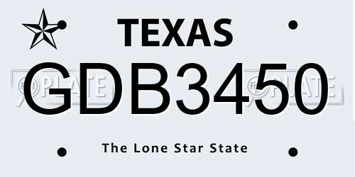 GDB3450 Texas License Plate
