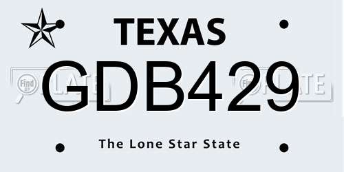 GDB429 Texas License Plate