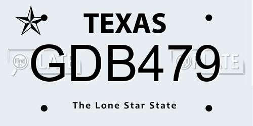 GDB479 Texas License Plate