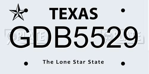 GDB5529 Texas License Plate