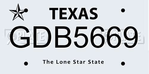 GDB5669 Texas License Plate