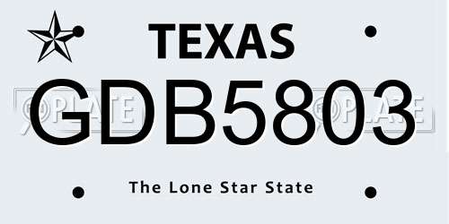 GDB5803 Texas License Plate
