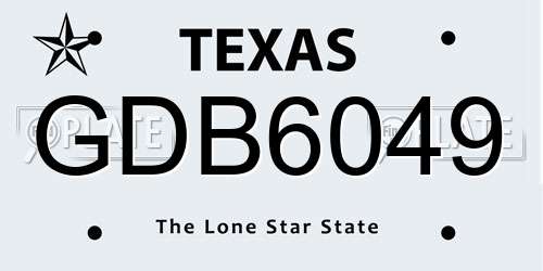 GDB6049 Texas License Plate
