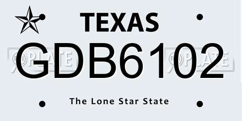 GDB6102 Texas License Plate