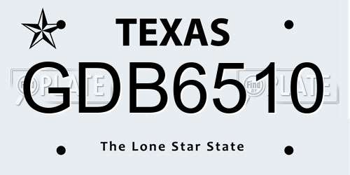 GDB6510 Texas License Plate