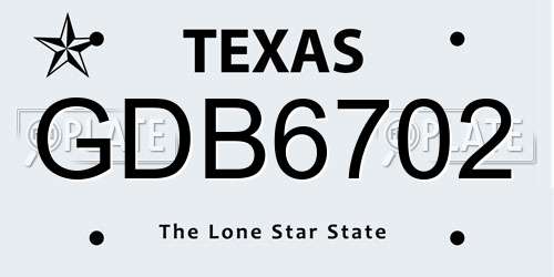 GDB6702 Texas License Plate