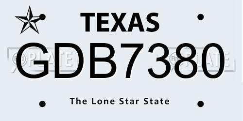 GDB7380 Texas License Plate