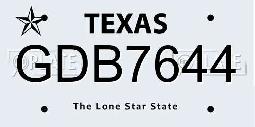 GDB7644 Texas License Plate