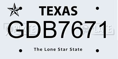 GDB7671 Texas License Plate