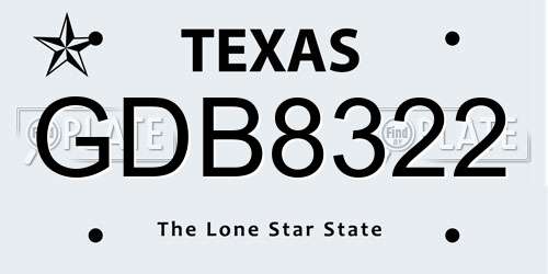 GDB8322 Texas License Plate