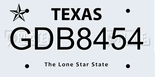 GDB8454 Texas License Plate