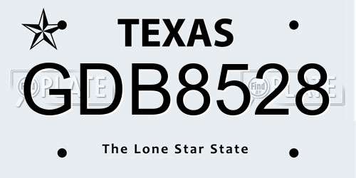 GDB8528 Texas License Plate