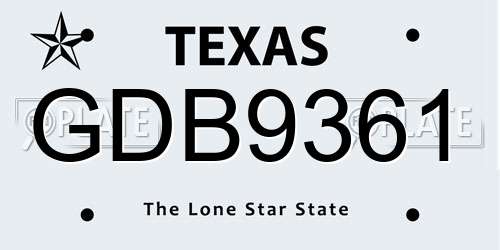 GDB9361 Texas License Plate