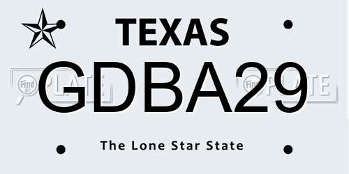 GDBA29 Texas License Plate