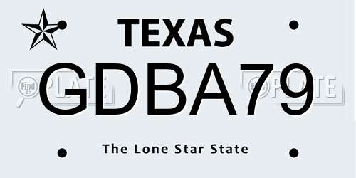GDBA79 Texas License Plate