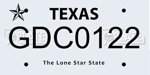 GDC0122 Texas License Plate