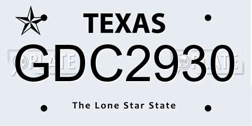 GDC2930 Texas License Plate