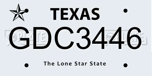 GDC3446 Texas License Plate