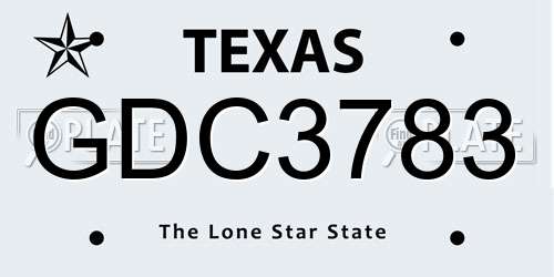 GDC3783 Texas License Plate