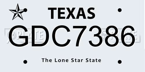 GDC7386 Texas License Plate