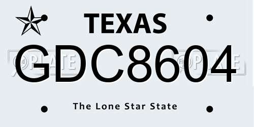 GDC8604 Texas License Plate