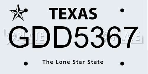 GDD5367 Texas License Plate