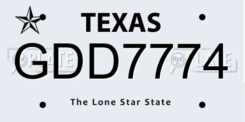 GDD7774 Texas License Plate
