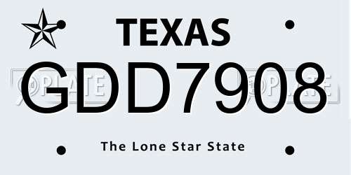 GDD7908 Texas License Plate
