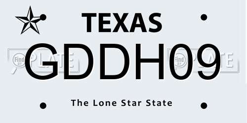 GDDH09 Texas License Plate